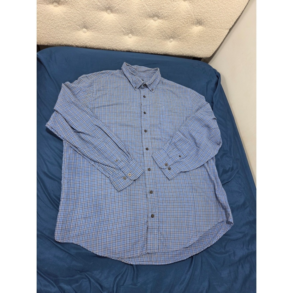 George Mens Blue Plaid Long Sleeve Button Down Shirt 2XL 50-52 Regular Fit